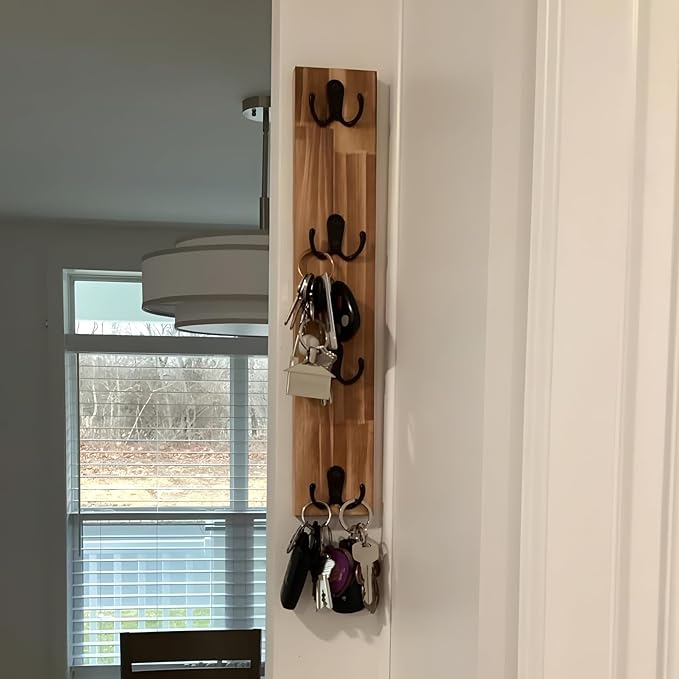 Yohsnor Key Holder Wall Mounted,Vertical Design Brown Key Rack with Hooks | Wall Mount Key Rack Organizer for Laundry Room,Decorative Key Holder - Ideal Space-Saving Storage Solution for Keys,Wallets