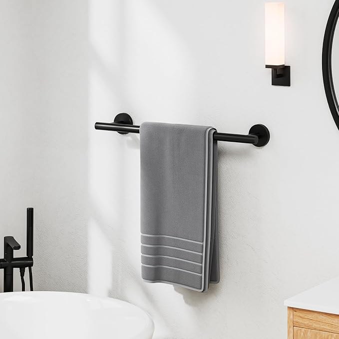 Luxbaro 2 Pack 18 Inch Matte Black Towel Bar, Thicken, Total Length 20-Inch | Towel Rack for Bathroom Wall, SUS304 Stainless Steel Towel Rod, Modern Home Decor