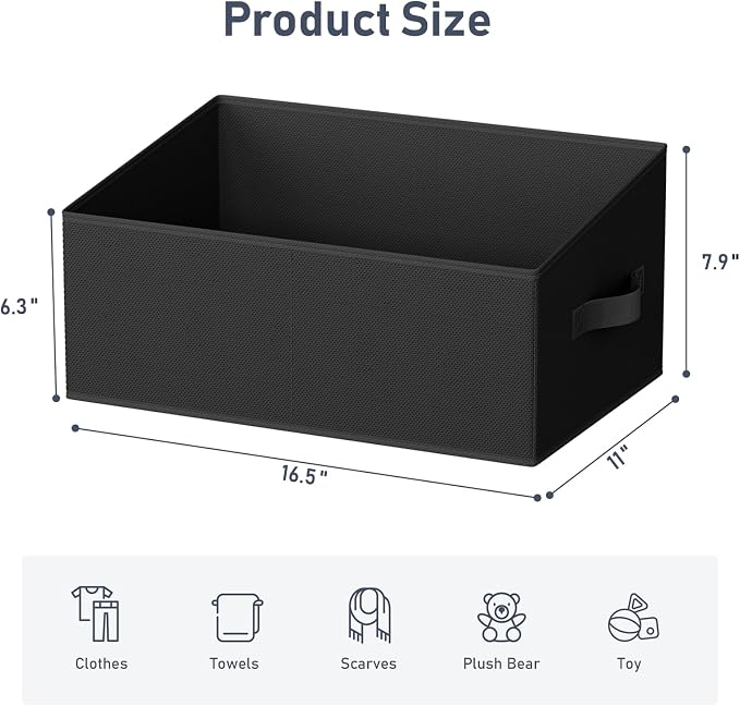 DIMJ Closet Storage Bins 8 Pack - Fabric Storage Baskets for Shelves, Large Clothes Organizers with Handles, Trapezoid Shelf Organization Storage Cubes for Purse, Toys, Books, Towel, Clothes