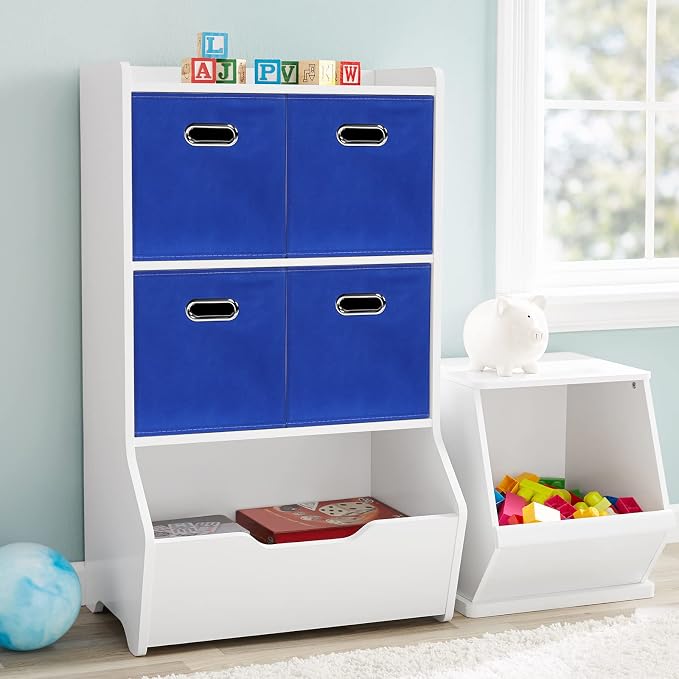 Fabric Cubby Storage Bins,13x13x13 Inches,Cube Organizer Bin Foldable Storage Boxes with Dual Handles Fabric Organizer Box and collapsible Storage basket,Set of 8,Dark Blue