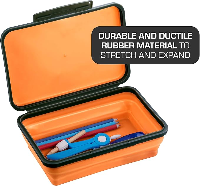 It's Academic Flexi Storage Boxes with Lids, Collapsible Pencil Case for Craft and School Supplies, Assorted (Pack of 12)