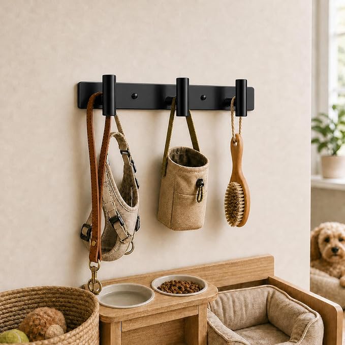 Wall Mounted Coat Rack-3 Hooks, Heavy Duty Stainless Steel Wall Hooks for Towel Coat Bag, Hat Rack Coat Hanger Coat Hooks Towel Racks for Bathroom Entryway Kitchen Hotel Office (Black, 1 Pack)