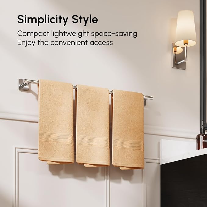 Polished Chrome Bath Towel Bar, 30 Inch Towel Racks for Bathroom | Thicken 304 Stainless Steel Towel Holder with Square Base, Towel Rod Wall Mounted, Modern Home Decor (Total Length 32 Inch)