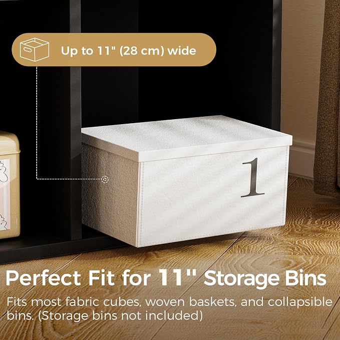 COMHOMA 9 Wood Cube Storage Organizer with Open Back and Removable Back Panels, 11In Black Cube Storage Bookshelf, Cubicle Shelf Bookcase for Home Office Bedroom Living Room, Vertical or Horizontal