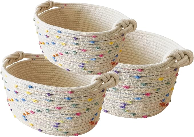 3pcs Small basket, Cute Woven Basket Decorative Bin for Storage | small woven basket rope basket decorative basket gift basket