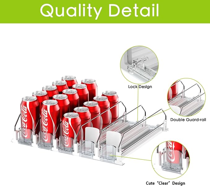 IBORING Drink Organizer for Fridge,Holds up to 25 Cans | Self Pushing Fridge Drink Organizer,Automatic Drink Dispenser for Fridge,Idea for fridge organizers and storage