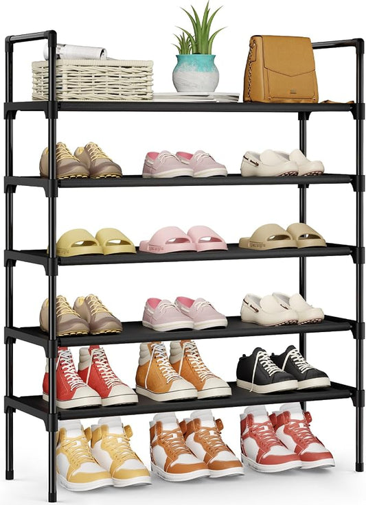 Kitsure Shoe Rack for Closet, Shoe Organizer, 27.6" Wide - 5 Tier, Black | Shoe Storage for Closet, Entryway, Easy- Assembly& Space-Saving Shoe Shelf with Side Handle, Closet Organizer