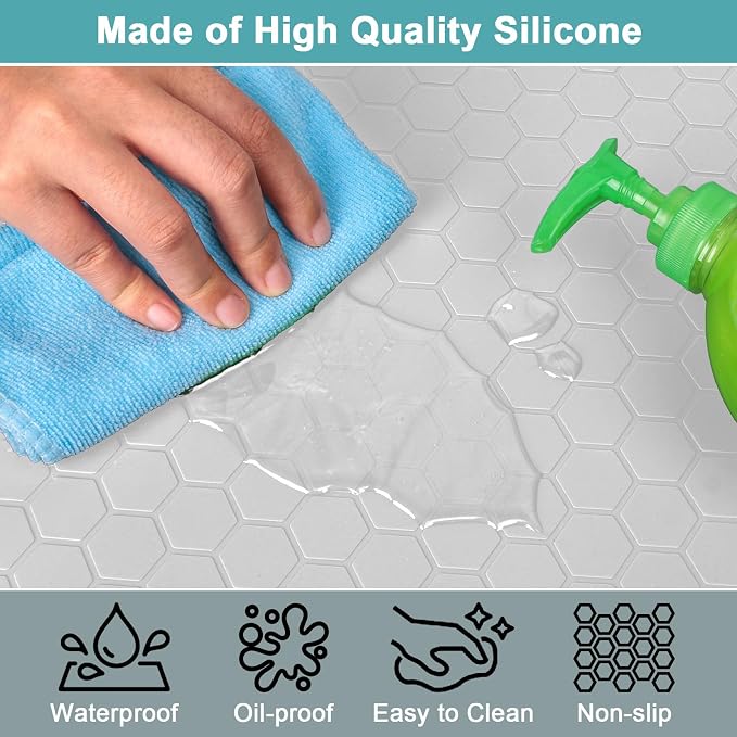 Under The Sink Mat Waterproof, Under Kitchen Sink Mat and Protector for 34" x 22" Cabinets, Under Sink Tray Organizer, Shelf Liner Cabinet Liner for Bathroom, Kitchen and Dining Room, Light Gray