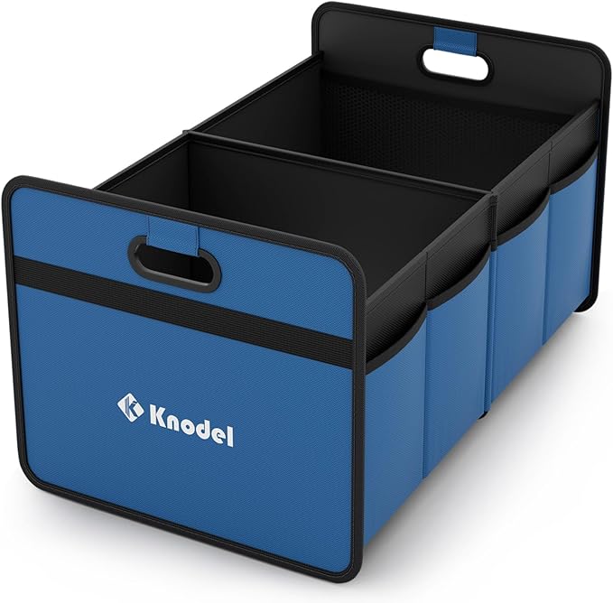 K KNODEL Foldable Trunk Storage Organizer for Car and Suv (Small, Blue) | Collapsible Car Storage Organizer, Car Organizers and Storage for Sedan, Cargo Organizer, Car Bin, Basket,Bag, Organization