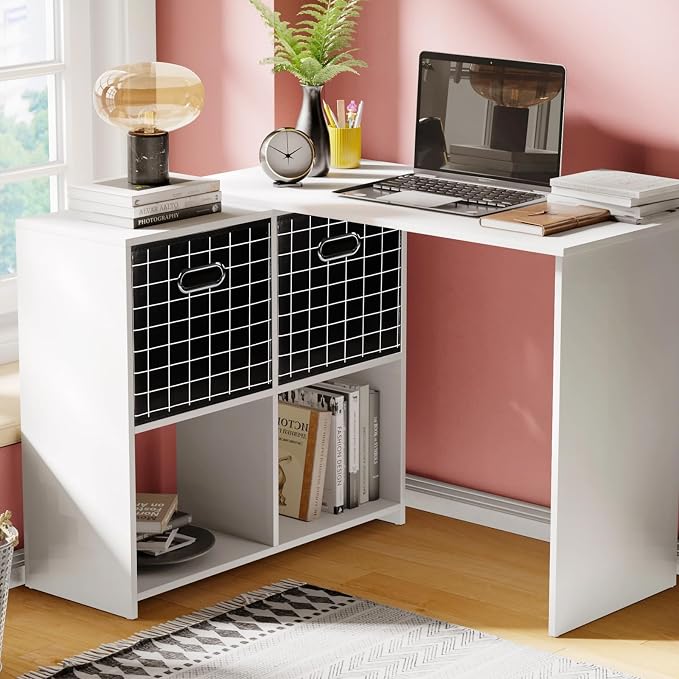 Yunkeeeper storage bins Cubes, Fabric Cube Organizer with Handle, Foldable Cube Bins for Cloth or Accessary Storage, 11x11x11, Set of 3,(Black grid)