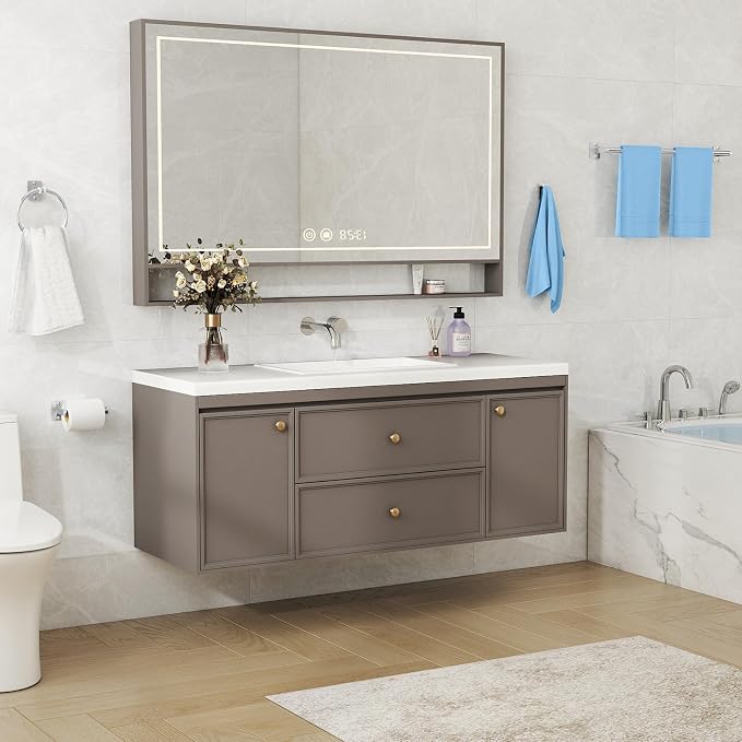 KLJKPA 20-Piece Brushed Nickel Bathroom Hardware Set, 24 inch Towel Bar | Towel Racks for Bathroom Accessories Set, Robe Towel Hooks, Toilet Paper Holder Wall Mounted