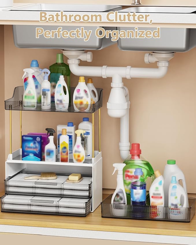 Anylady Bathroom Organizers and Storage, Makeup Organizer (Sturdy Durable Attractive), Ideal for Vanity, Countertop, Counter, Perfume, Skincare, Cabinet, Cosmetic, Dresser Organizer (Black)