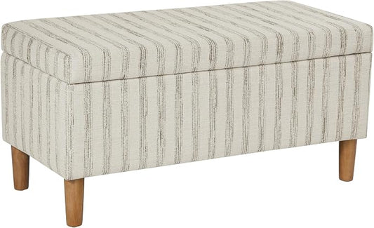 HomePop Malmo 36" Storage Bench - Gray & Cream Stripe