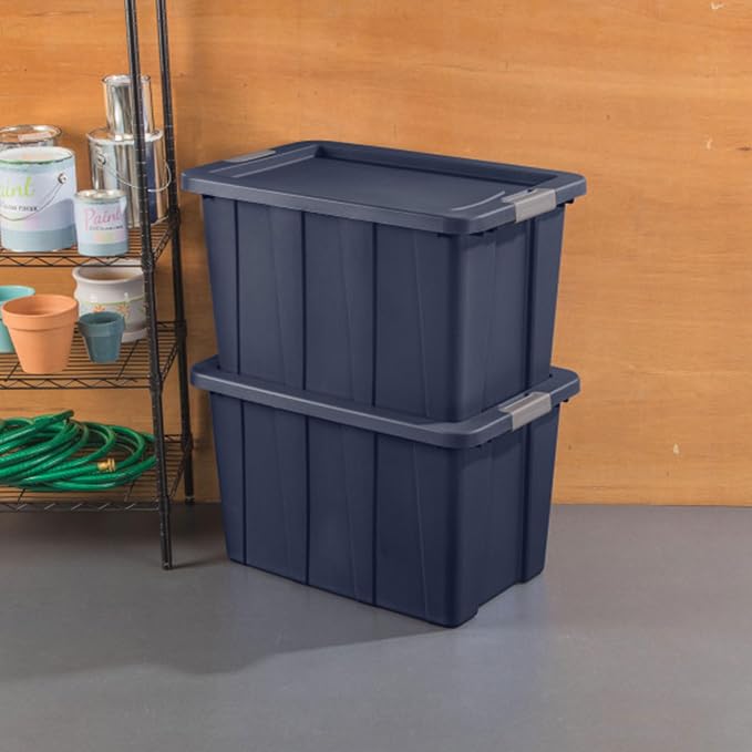Sterilite 8-Pack Storage Bins with Lids, Heavy Duty Totes, Tuff1, 30 Gallon, Dark Indigo