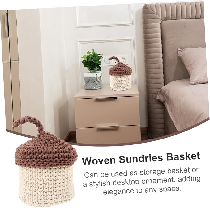 Woven Storage Basket for Shelves Large Capacity Handwoven Organizer Box Natural Cotton Rope Rustic Tabletop Decor and Space-saving Container for Sundries and Plants