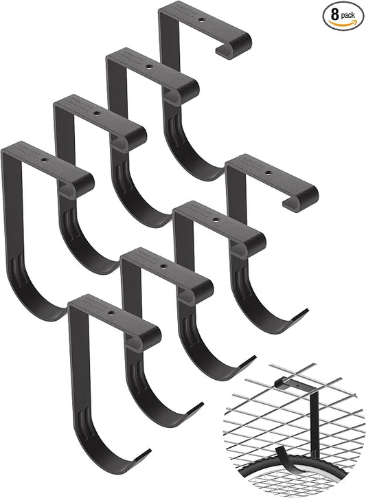 NACETURE Garage Ceiling Rack Bike Hooks, 8 Pack Storage Hooks (Flat Hook) | For garage ceiling storage racks to hang bicycles, ladders and equipment.