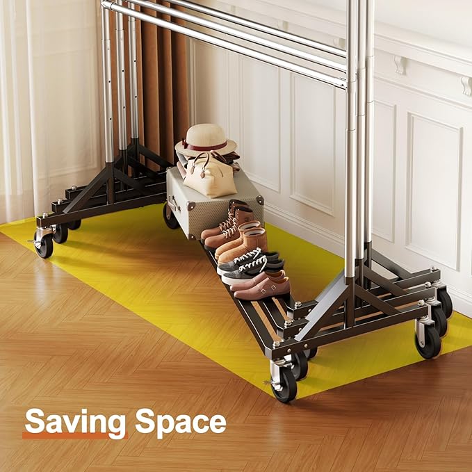 HOKEEPER Z Rack, Clothes Rack Hold 550LB Adjustable Height 2 Pack | Double Rod Clothing Rack, Large Storage Space, with Wheels, Easy to Move & Assemble, 5 Years Sweet Service, 23"D*63"W*86"H