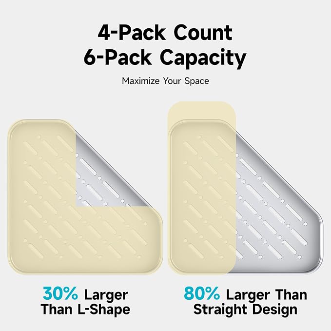 Veken Aluminum Corner Shower Caddy 4-Pack, Never Rust&Large Capacity,Silver | No Drilling Shelves, Rack with Soap Holder&Towel Bar, Super-Strong Adhesive for High Load, Bathroom Organizers and Storage