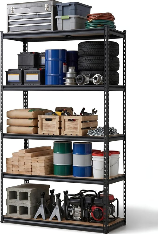 Garvee 5-Tier Storage Shelving Unit, 36" W x 18" D x 72" H, 2500 lbs Load | Carbon Steel Utility Shelves, Adjustable Metal Freestanding Garage Shelf for Pantry, Basement, Warehouse, Heavy Duty