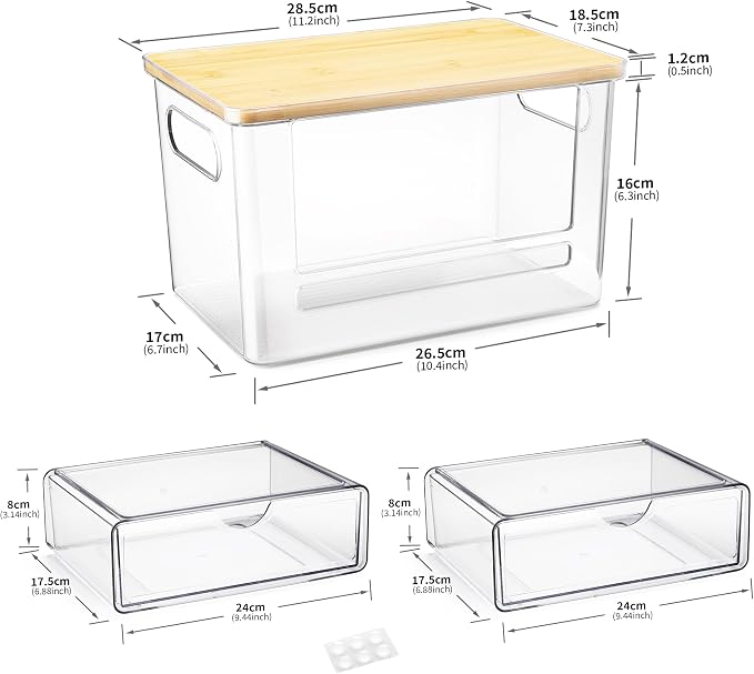 3Pcs Extra Large Laundry Room Organization and Storage, Stackable Storage Drawers, Trash Bag Holder Under Sink, Garbage Bag Dispenser Roll Holder for Vanity, Bathroom,Cabinet,Desk Organization