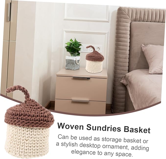 Hemobllo Handwoven Cotton Rope Storage Basket Decorative Organizer for Home Kitchen Bathroom Large Capacity Tabletop Display Container Natural Color Woven Basket for Tidying and Storage