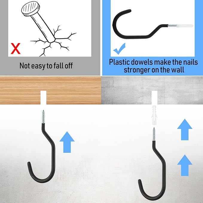 36 Pcs 6 Inch Heavy Duty Bike Hooks for Garage, Bike Hooks Hanger for Wall Bicycle Storage with Hanging Screw Loading Capacity 100 Lbs