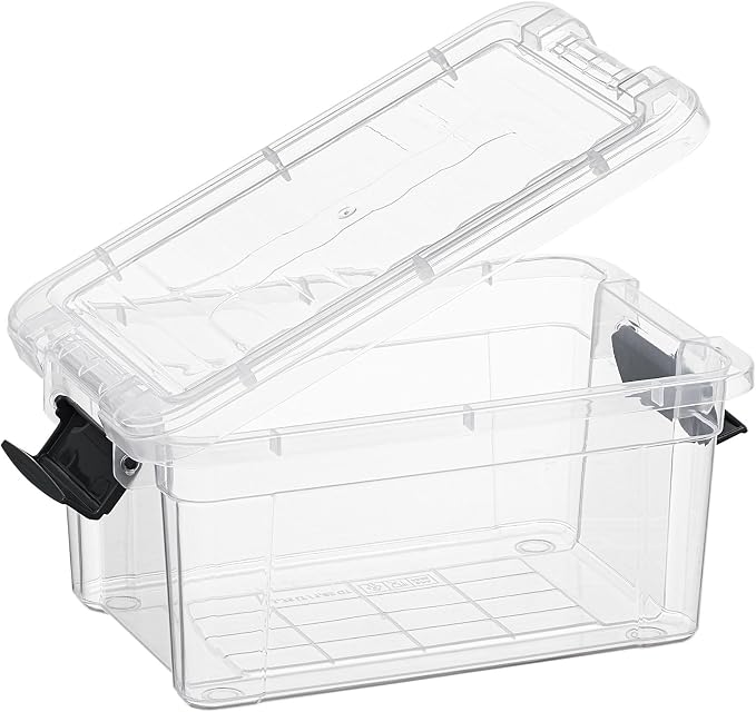 Superio Storage Bins with Lids- 2 Pack, 1.85 Qt Clear Boxes for Organizing, Stackable Plastic Containers- BPA Free, Non-Toxic, Odor Free, Organizer for Home, Office, Dorm