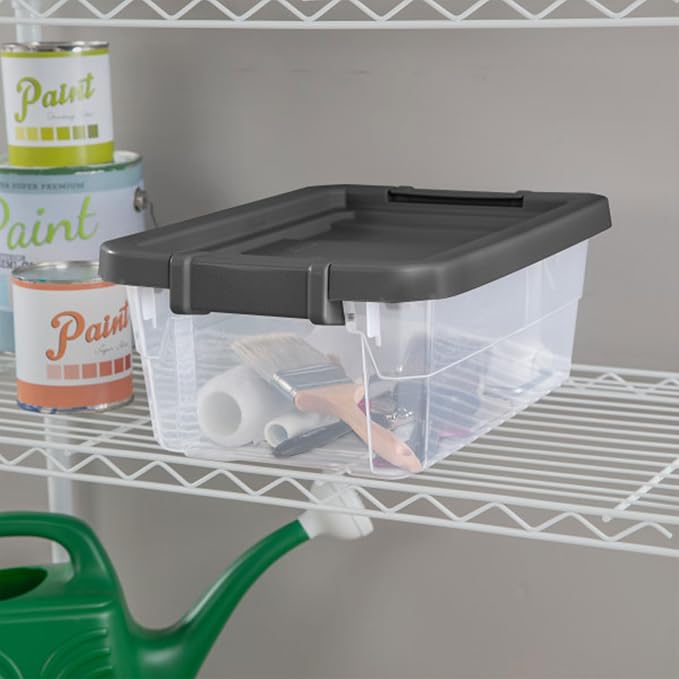 Sterilite Modular Stacker Box with Latching Lid, 16 Quart, 24-Pack | Clear Plastic Storage Bins - Stackable Organizing Container Boxes for Closet, Bathroom, and Office