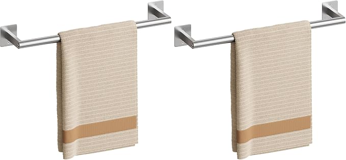 USHOWER Brushed Nickel Towel Bar, 18 Inch Towel Racks for Bathroom Wall Mounted, Heavy Duty Stainless Steel Towel Holder, Easy Installation (Total Length 20 Inch) (Pack of 2)