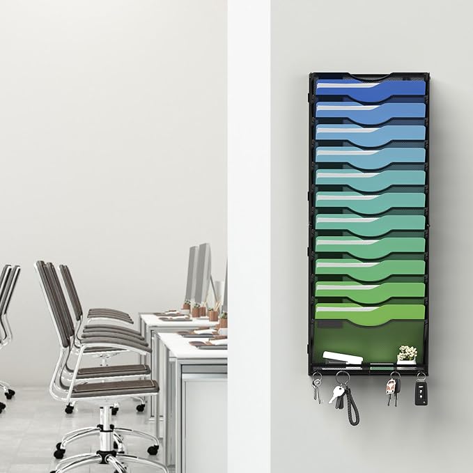 Kuntine.B Wall File Organizer Office Hanging Magazine Holder Wall File Organizer for Office Home