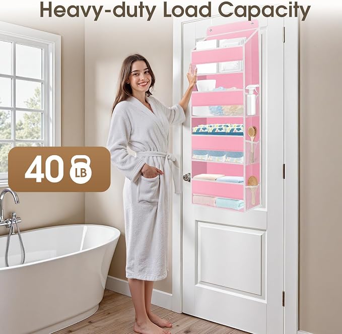2 Pcs Over The Door Organizer Large Capacity Hanging Storage Room Organizer | 40 lb Capacity, Ultra-Sturdy, Foldable, Mesh Design with Clear Window, Space-Saving Organizer for Pantry, Nursery & Closet