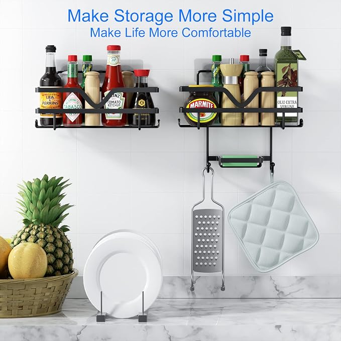 Adhesive Shower Caddy No Drilling Bathroom Organizers, 3 Pack | Self Adhesive Shelf Organizer Rack, Rustproof Shower Storage Rack with Soap Dish, Side Hooks, Large Capacity Bathroom Storage