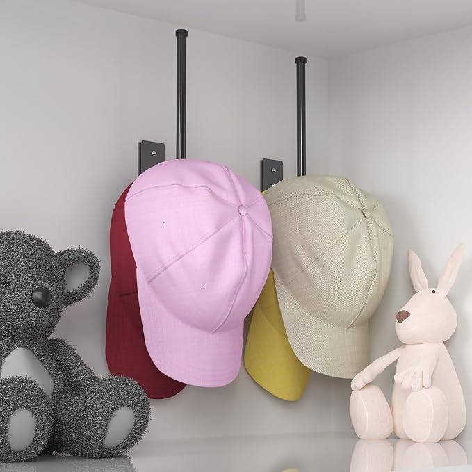 Durmmur Stainless Steel Hat Organizer, Hat Rack for Wall,Each Holds 25 Hats | 2 Pack Strong Adhesive/Wall Drilled Hat Holder, Hat Hooks, Hat Hanger Baseball Cap Organizer for Door,Bedroom,Closet(8.26 in)