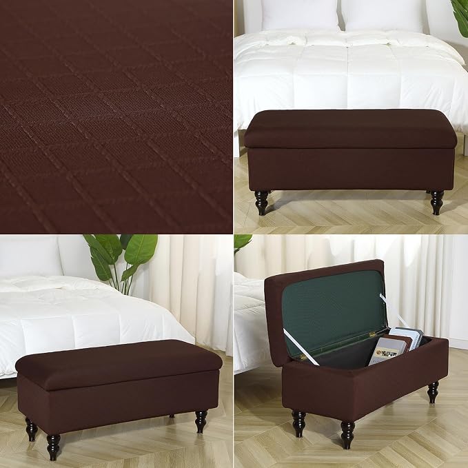 FUANGUI Ottoman Cover Slipcovers Rectangular Folding Stretch | Storage Bench Footrest Sofa Stool Covers Footstool Protector with Elastic Bottom, Removable Washable,Small
