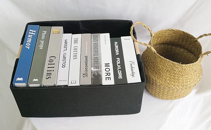 Storage Bin for Shelves Rectangle Closet Baskets Foldable Box with Handles Black Storage Boxes for Home Office Car Dormroom