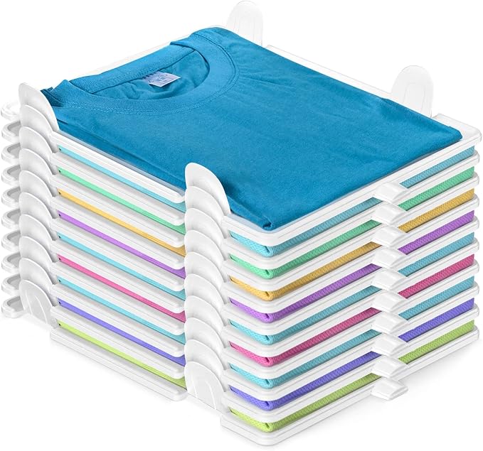 Clothing Organizer for Closet Storage,Stackable Shelf Dividers | Space-Savin Tshirt Organizer for Home Storage ,Ideal for Tshirts ,Sweater ,Pants Storage in Bedroom and Dormroom 10 Pack
