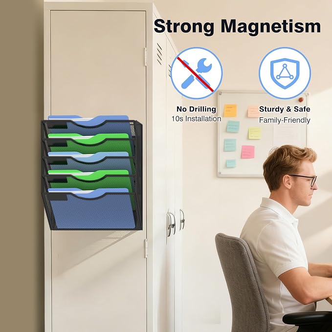 Kuntine.B Wall File Organizer Office Hanging Magazine Holder Wall File Organizer for Office Home