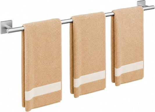 Brushed Nickel Bath Towel Bar, 30 Inch Towel Racks for Bathroom | Thicken 304 Stainless Steel Towel Holder with Square Base, Towel Rod Wall Mounted, Modern Home Decor (Total Length 32 Inch)