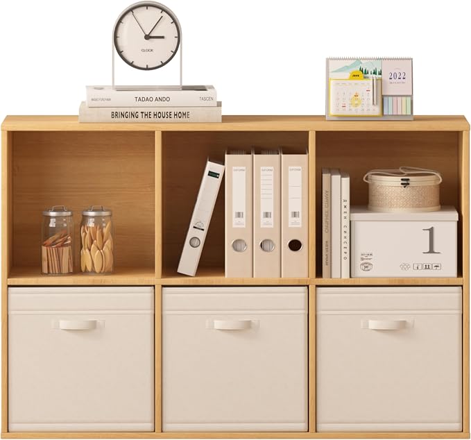 6 Cube Storage Organizer, Wooden Cube Shelves with Closed Back Panel, Reversible Bookcase, Cubes Closet Organizer for Home, Living Room, Kids Room, Office, Bedroom, Study, Hallway