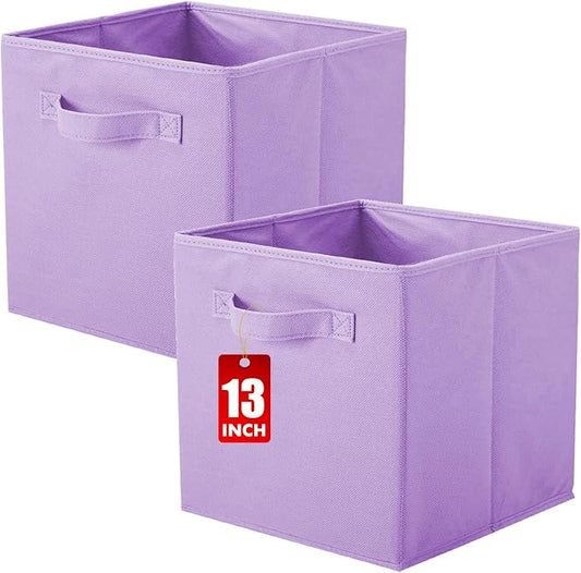 ShellKingdom Storage Bins, Foldable Fabric Storage Cube And Cloth Organizer | Storage Drawer For Closet And Toys, 13 X 13 X 13 INCH, 2 Pack (Lavender)