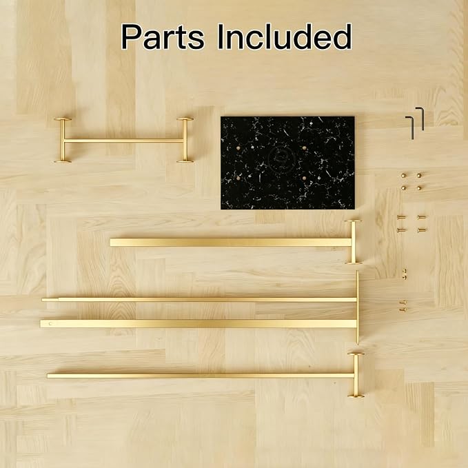 Metal Coat Rack Freestanding for Entryway (Gold) | Heavy Duty, Marble Base, Metal Frame, Essential Items Organizer for Clothes Bags, for Bedroom Living Room Hotel