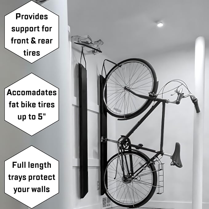 Saris Bike Trac Industrial Strength Vertical Bike Rack, Space Saving Bike Storage, Wheel Track, Full Length Tray, Perfect for Garage, Bike Hanger