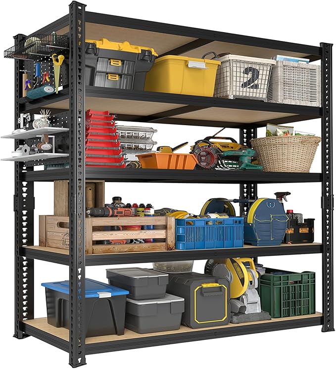 40''W Garage Storage Shelves, Storage Racks Shelving Units, Storage Shelves Heavy Duty, Adjustable Metal Shelves with 2 Pegboards for Basement, Warehouse, Pantry, Kitchen, 2200 LBS