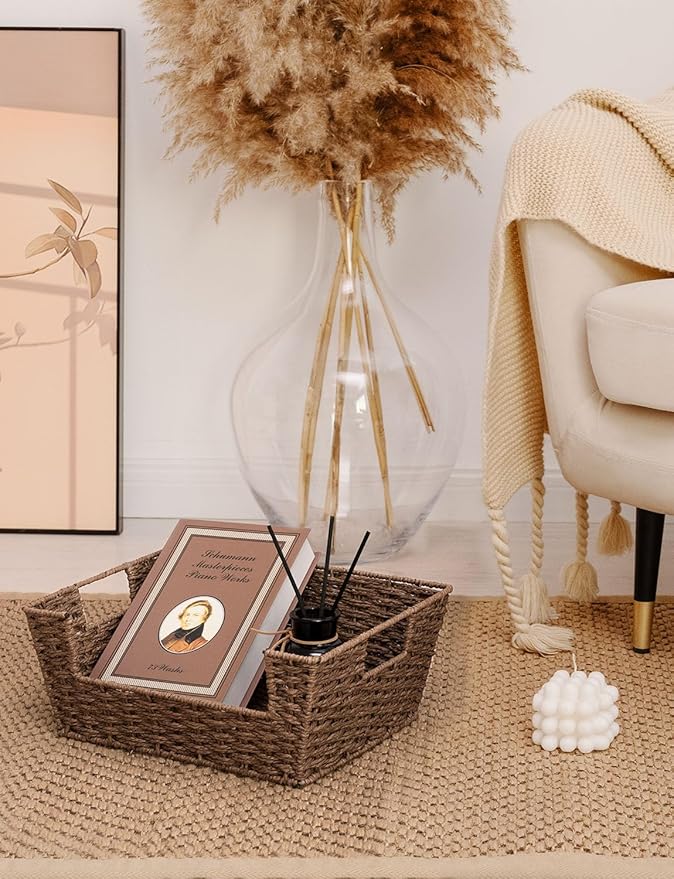 Storageworks Pantry Baskets For Shelves, Wicker Baskets, Brown Paper Rope