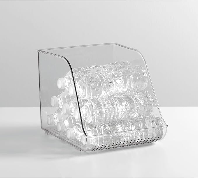 iDesign Plastic Water Bottle Organizer for Fridge, Clear, 4-Pack | Bottle Holder, For Kitchen and Pantry