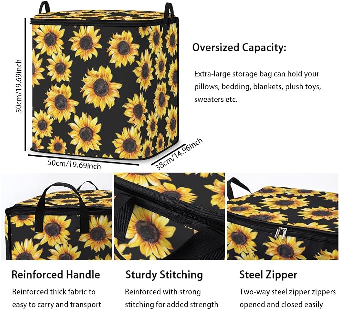 2pcs blanket storage bag for under bed,closet organizers 95L | clothing sweater sheet bedding comforter duvet quilt pillow toy storage bags with lids,dorm room essentials for containers