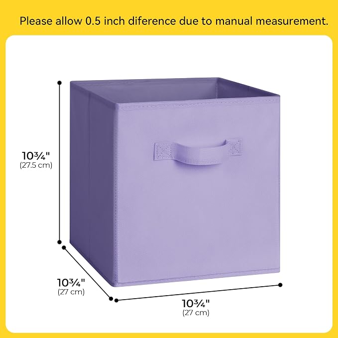 Cupic Cupid 11 Inch Storage Cube, Fabric Cube Storage Bin with Handles, Storage Cube Organizer for Clothes and Toys, Collapsible Cube Bins for Closet, Shelves, Nursery, 6-Pack, Purple Gradient