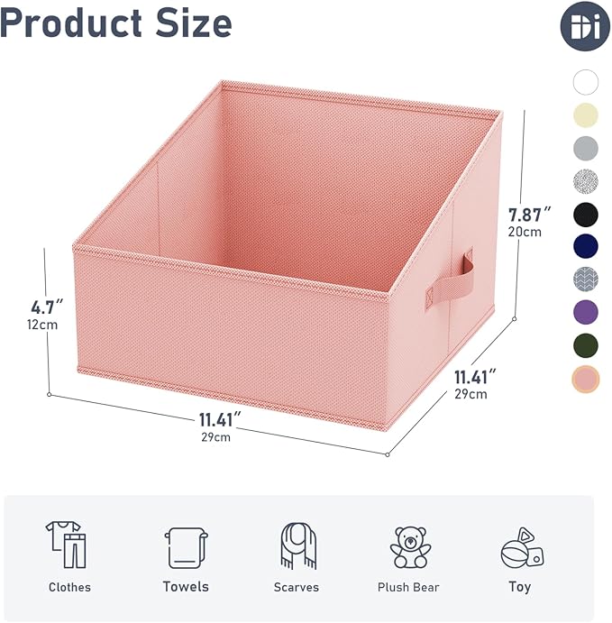 DIMJ Closet Storage Bins 12 Pack - Fabric Storage Baskets for Shelves, Collapsible Clothes Organizer with Handles, Trapezoid Shelf Organization Storage Cubes for Purse, Toys, Books, Towel, Clothes