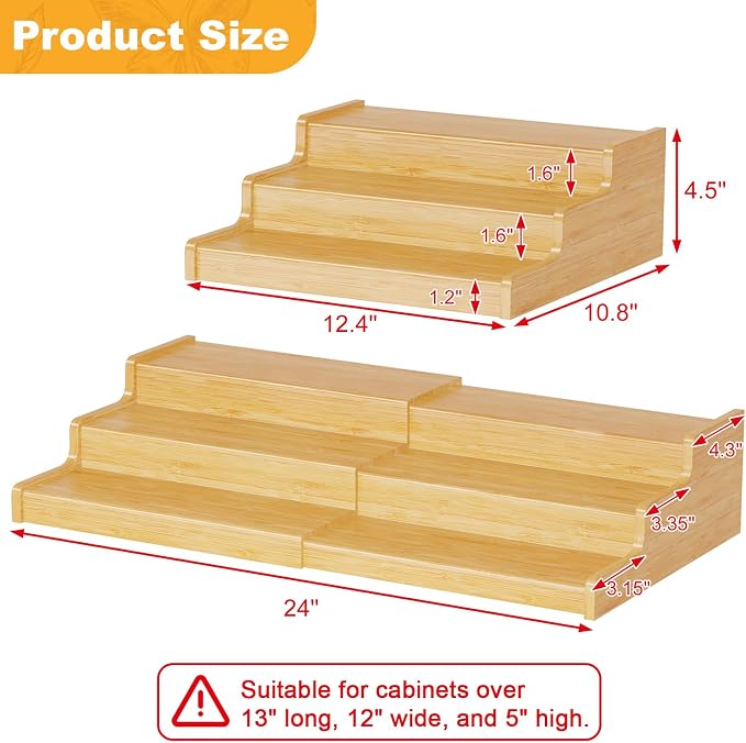Expandable Bamboo Can Rack Organizer for Pantry, 3-Tier Adjustable Can Storage Holder, Soda Organizer Holds Up to 24 Cans, Canned goods Storage Display for Pantry, Cabinet, Countertop (patent pending)