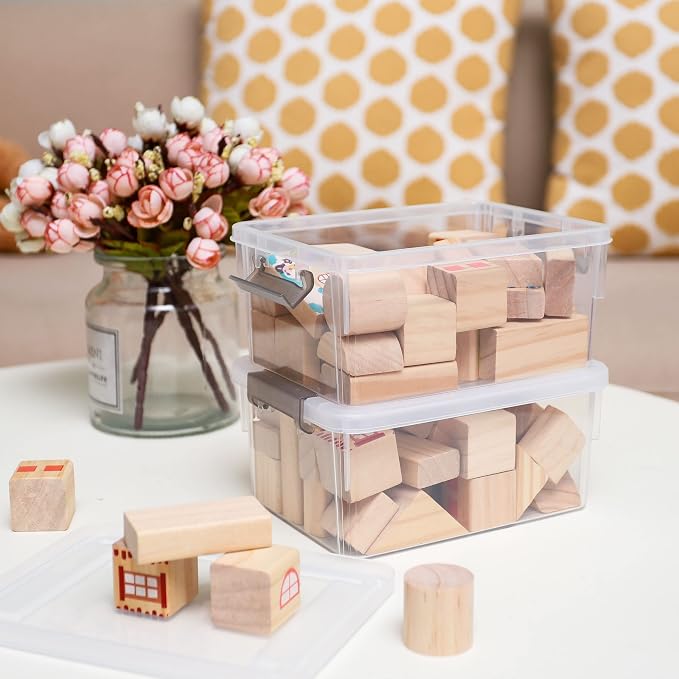 8Packs 1.3Qt Small Storage Bins with Lids,Stackable Clear | Containers with Lids for Crafts, Beads, Stationery, Toys and Accessories. Stackable to Save Space to office,home